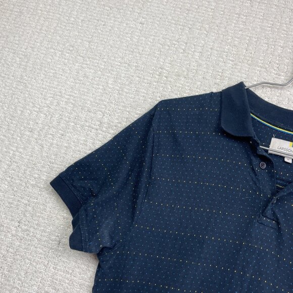 Larsson & Co Stockholm Men’s Polo Shirt Size M Blue / Yellow Polka Dot Collared - Picture 3 of 16